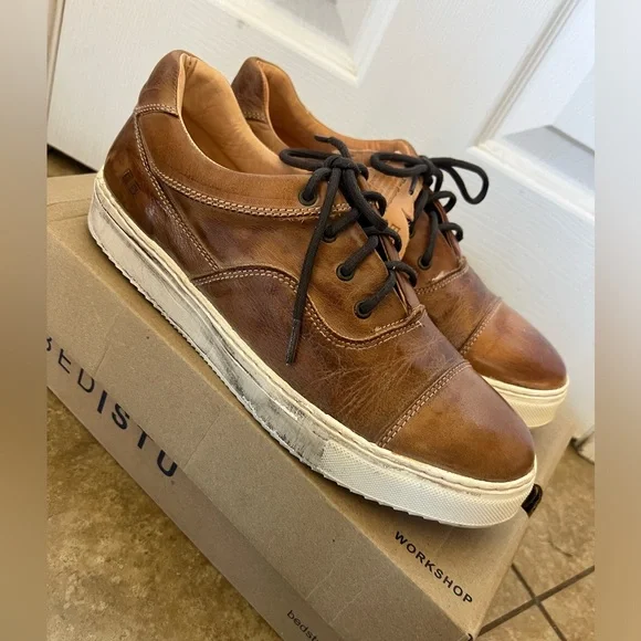 BedStu women’s Holly Sneakers In Tan Rustic leather Sz 9 new In Box - Picture 3 of 9